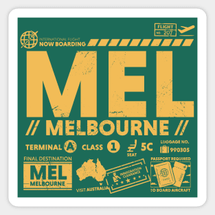 Vintage Melbourne MEL Airport Code Travel Day Retro Travel Tag Australia Sticker